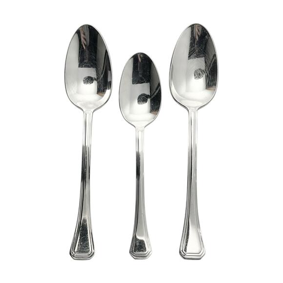 Pintinox “Octavia” 2 Stainless 18/10 Serving Spoons 8.25” & 1 Dinner Spoon 7.25” - Picture 1 of 4